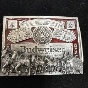 Hebilla de cinturón Budweiser King of Beers de colección - Clydesdale Wagon Horse - T169 EE. UU. - Imagen 1 de 4