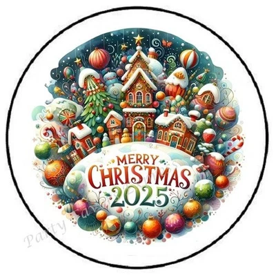 PARTY FAVORS EXPRESS MERRY CHRISTMAS 2025 ENVELOPE SEALS LABELS STICKERS PARTY FAVORS
