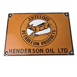 Vintage Antelope Petroleum Sign - Motor Oil Gas Pump Porcelain Advertising Sign - Picture 1 of 14