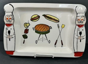 Grillplatte handbemalt Koch Design Grillen Hot Dog Burger Tablett - Bild 1 von 12