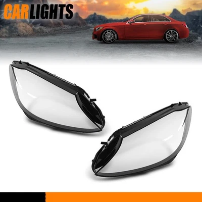 Fits 2015-17 Mercedes Benz W205 C180 C200 C260L Left Right Headlight Lens Cover Foto 1 de 4
