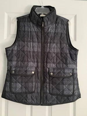 Chaleco acolchado Kenaf para mujer talla XL negro gris a cuadros cremallera completa bolsillos a presión nuevo con etiquetas Foto 1 de 4