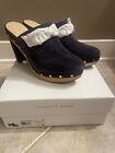 Veronica Beard Giles Studs Chain Link Heels Clogs Suede Eclipse Size Us 9