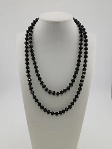 BANANA REPUBLIC Collar Negro Facetado Vidrio Cuentas Piedras Transparentes Tono Plata  - Imagen 1 de 11