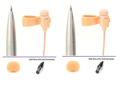 2pcs Beige Condenser Lavalier Mic Tan Lapel Compatible to AKG PT40 PT60 Wireless - Image 1 of 4