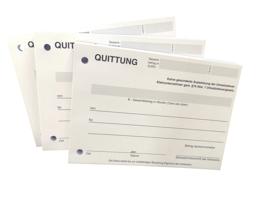 6 x QUITTUNGSBLOCK für Kleinunternehmer je 100 BL. QUITTUNG DIN A6 (22426)