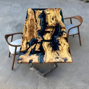 Custom Handmade Live Edge Epoxy Resin Table Top | Natural Wood & Resin Design - Picture 1 of 14