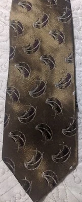 Corbata Donna Karan Italiana 100% Seda Oro Paisley Cuello  Foto 1 de 2