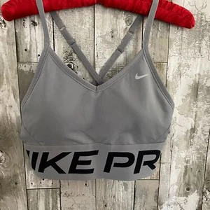 Nike Pro Spellout Wide Band Grau Sport BH L - Bild 1 von 6