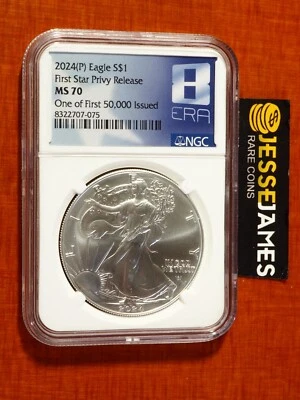 2024 (P) SILVER EAGLE NGC MS70 FIRST STAR PRIVY RELEASE FIRST OF 50,000 ISSUED - Image 1 of 2