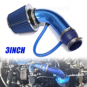 3 In High Flowing 76mm Cold Air Intake Induction Pipe Hose Kit w Air Filter Blue - Picture 1 of 12
