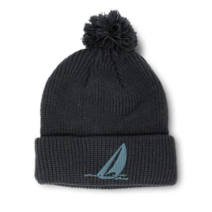 Pom Pom Beanies for Women Sail Boat B Embroidery Winter Hats for Men Skull Cap - Picture 1 of 21