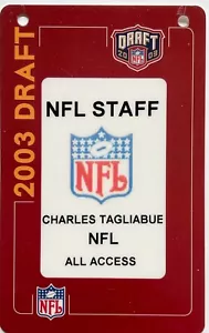 VERY RARE NFL STAFF 2003 DRAFT ALL ACCESS PASS NFL COMMISSIONER TAGLIABUE FAMILY - Picture 1 of 4