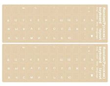 2PCS Transparent Background Russian Keyboard Letter Russian-Clear/White
