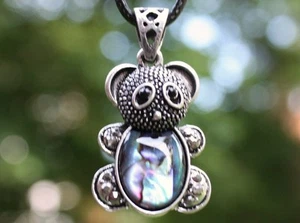 P88 Muschel Perlmutt Perlen Schmuck Anhänger Collier mit Schnur Halskette Kette - Bild 1 von 1