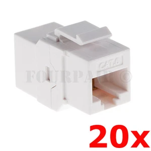 20 Pack - CAT6 Inline Coupler Keystone RJ45 Female Snap-In Jack Insert - White - Picture 1 of 1