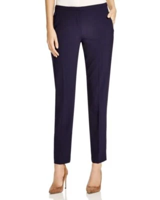 Pantalones ajustados de lana elástica Elie Tahari Jillian en azul marino talla 0 nuevos con etiquetas $198 Foto 1 de 4