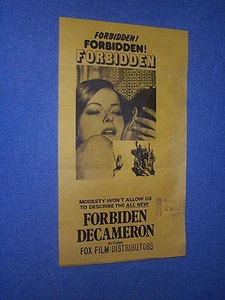 Decamerón Prohibido Original Nueva Zelanda Inserto Daybill  - Imagen 1 de 1