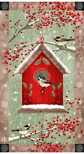 Chickadee Christmas Choir by Lucie Crovatto for Studio e Fabric Panel 24 x 44" - Picture 1 of 1