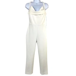 CUSHNIE Womens Size 4 White Yasmin Jumpsuit NWT Draped Sleeveless Ankle Length - Picture 1 of 16