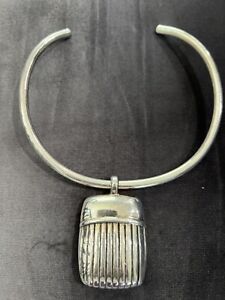 SIMON SEBBAG Sterling Silver Pendant Tube Choker Necklace