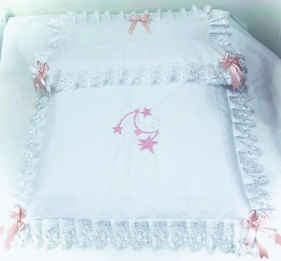 Juego de edredón y almohada para cochecito de muñeca *talla cruz plateada* luna y estrellas Foto 1 de 2