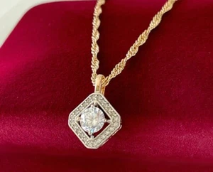 Deluxe Halskette Anhänger Zirkonia Kristall Rolled Gold 18K vergoldet Collier - Bild 1 von 10