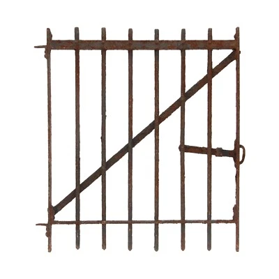 Puerta de jardín antigua de hierro forjado con pestillo original 29 x 31 Foto 1 de 3