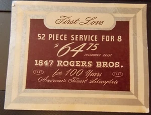 1847 Rogers Bros 100. Jahrestag Erste Liebe Preiskarte für ein 52-teiliges Set in Box - Bild 1 von 2