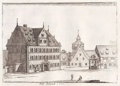 Norimberga Nuremberg Bauhof Baumeisterhaus St Lorenz Incisione Boener 1702 • 63.06€