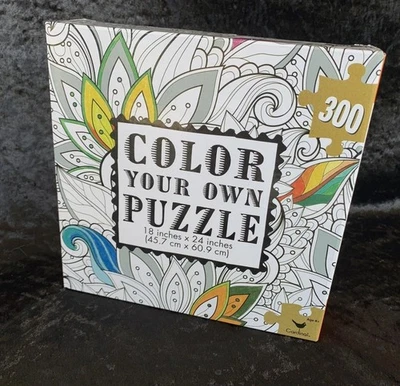 Rompecabezas Colorea Tu Propio 18" x 24" 300 Piezas Nuevo En Caja Hojas Florales Foto 1 de 4
