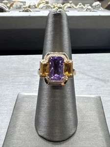 Anillo EFFY Oro Amarillo 14K ~ Amatista Citrino Talla 7 5,2 Gramos - Imagen 1 de 6