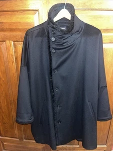 Abrigo Eskandar Negro Lana Cachemira Seda Forrado Talla 0 Talla Única De Colección - Imagen 1 de 9