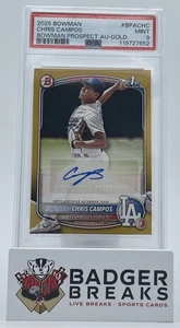 2025 Bowman Paper Autographs Gold #BPA-CHC Chris Campos 1st Auto /50 PSA 9 MS - Picture 1 of 2