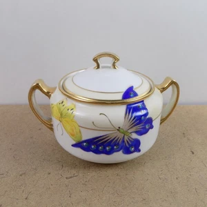 Noritake Nippon Butterfly Sugar Bowl Antique Japanese Porcelain 6"x3.5" VGC - Picture 1 of 5