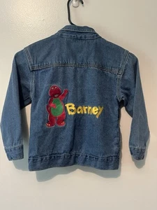 Vintage 1996 Barney Embroidered Jean Jacket Size 6 Unisex Denim Lyons Excellent - Picture 1 of 10