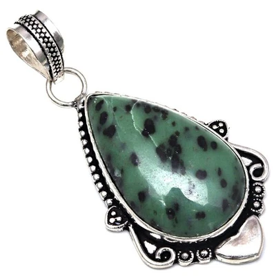 Colgante Rubí Zoisita Piedra Preciosa Hecho a Mano Día de la Madre Joyería Plata 2.25" Foto 1 de 4