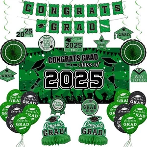 Grünes Thema 2025 Abschluss Deko Set ● Klasse von 2025 Glückwunsch Grad Ba... - Bild 1 von 6