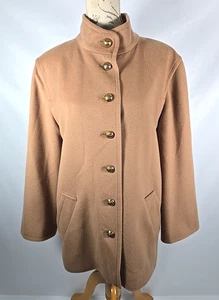 JAEGER Mantel Wolle Kaschmir camel goldfarben Knöpfe Vintage Damen UK 12/14 - Bild 1 von 20