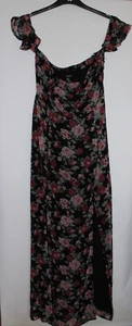 Forever 21 Black Floral Dress With Front Split Size M - Picture 1 of 8