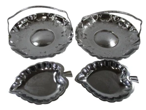 Silver Plated Serving Trays 2 Leaf Shaped and 2 Cake Sandwich Trays with Handles - Picture 1 of 9