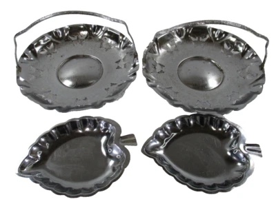 Silver Plated Serving Trays 2 Leaf Shaped and 2 Cake Sandwich Trays with Handles - Image 1 of 4