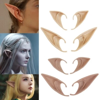 2PCS Latex Elf Ears Cosplay Ear Fairy Pixie Role Play Costume Manga Anime Props - Image 1 of 4