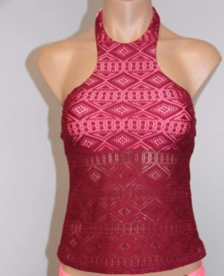 NWT Hula Honey Swimsuit Bikini Sz M Crochet Tankini top High Neck - Image 1 of 3