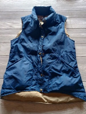 Vintage Trailwise Berkeley Puffer Women’s Down Vest Size Med Blue/Tan - Image 1 of 4
