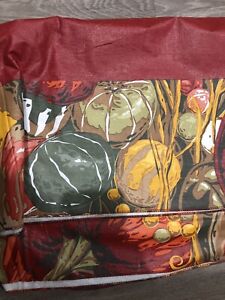 Autumn Fall Tablecloth Vinyl Flannel Backing Red  52X70