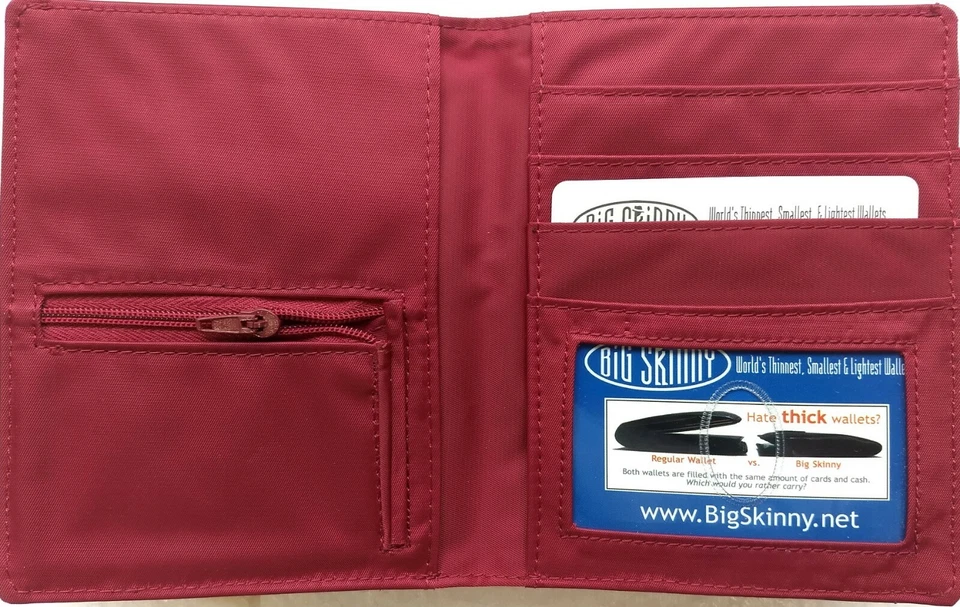 Auténtica Cartera Grande Ajustada Original Traveler Doble Plegable en Cuero Rojo Foto 1 de 4