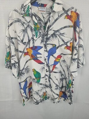 Jammin Shirt by Basix Men's Short Sleeve Tropical Parrots Print Shirt Size Large - Image 1 of 4