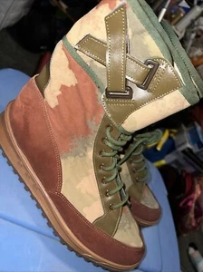 CZECH 1980S RED DESERT CAMO DOUBLE BUCKLE COMBAT BOOTS - Picture 1 of 20