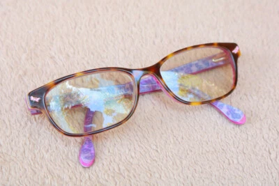 Vintage Glasses Womens Horn Rim Funky Colorful Purple Modern Butterfly Props YW - Image 1 of 4